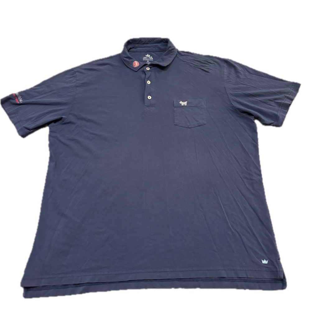 Peter Millar Scotty Cameron Navy Blue Polo Shirt XL Mountainside Collection